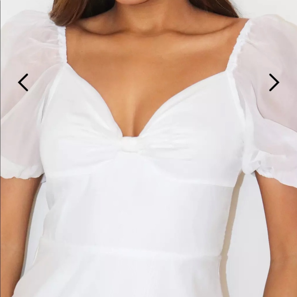 a white organza a-line mini dress - Picture 3 of 3